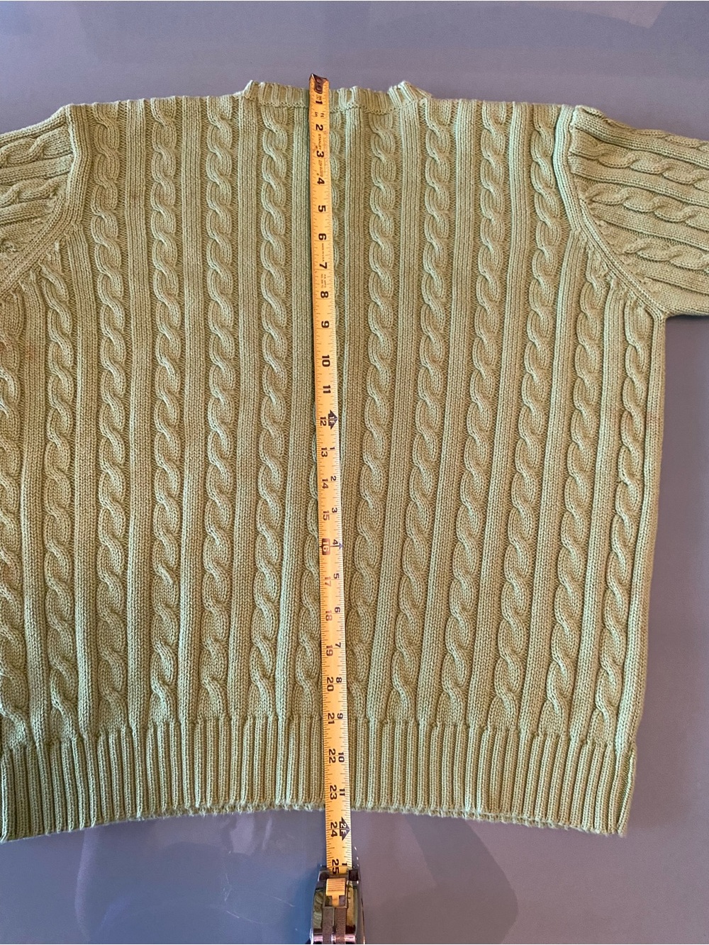 Women’s Lauren Ralph Lauren Light Green Cable Knit Crewneck Sweater - Picture 7 of 7
